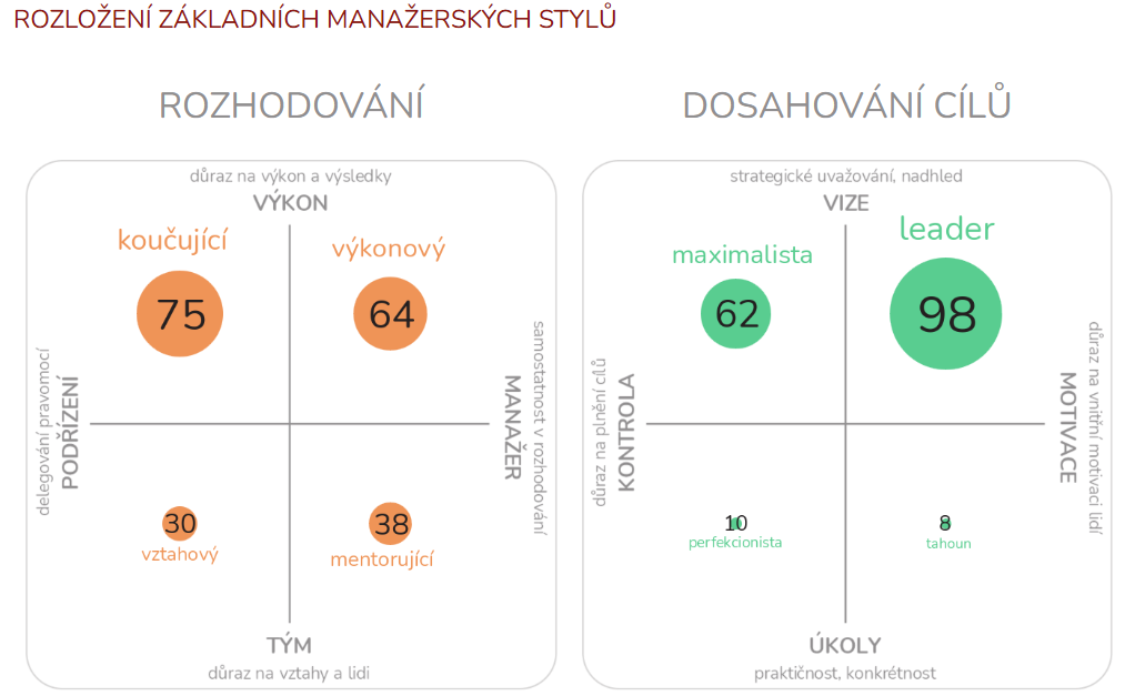 Graf: ukázka z výstupní zprávy dotazníku Manažerský styl